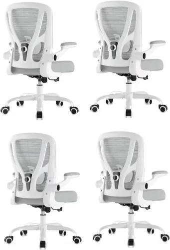 Vista 16 de Silla de oficina ergonómica de escritorio, silla de computadora de malla, silla de trabajo transpirable con ruedas, soporte lumbar ajustable, sillas