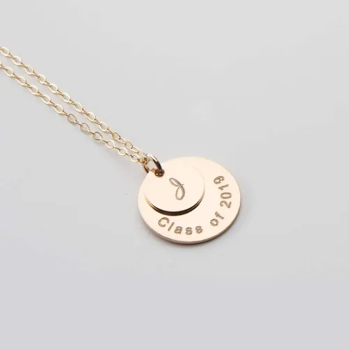 Vista 4 de Custom Graduation Necklace, Personalized Graduation Gift, Class of 2023, Initial, Year, Elementary Middle High College Granduate School, Jewelry