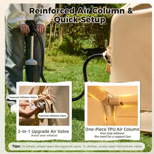 Vista 6 de YOLENY Inflatable Camping Tent, 8-10 Person Large Family Glamping Tent with Pump, Easy Setup Blow Up Tent with Stove Jack, Mesh Windows & Extended