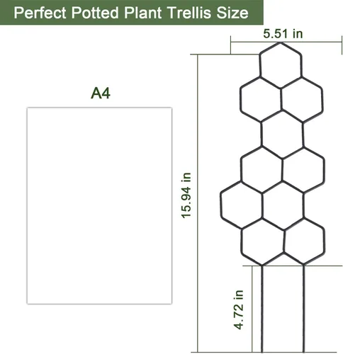 Vista 6 de WellSign Enrejado pequeño para plantas en maceta, enrejado de metal de 15.94 pulgadas para plantas trepadoras, maceta de interior, celosía