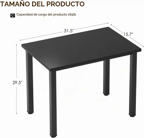 Vista 3 de Need Escritorio pequeño para computadora, mesa de escritura resistente de 31.5 pulgadas, estrecho, negro