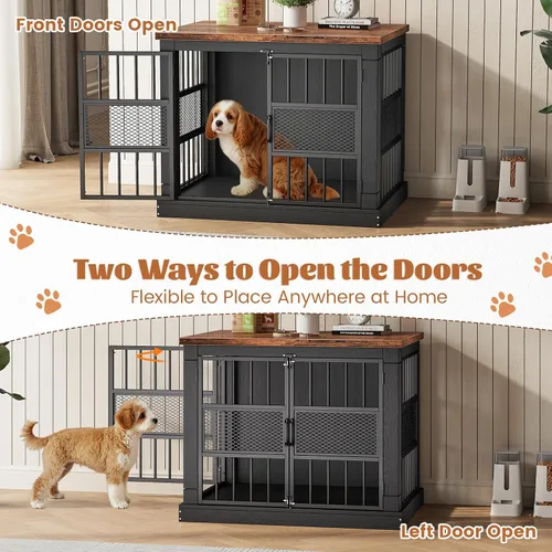 Vista 4 de VOPEAK Mueble de jaula para perros de 27.5", jaula para perros resistente a mordiscos para perros pequeños y cachorros, jaulas para perros