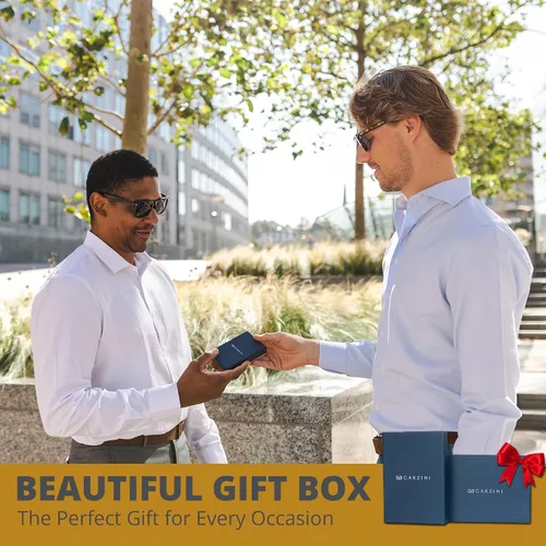 Vista 6 de GARZINI Cartera mágica para hombres, cartera minimalista con tarjetero RFID, cartera de cuero para 10 tarjetas