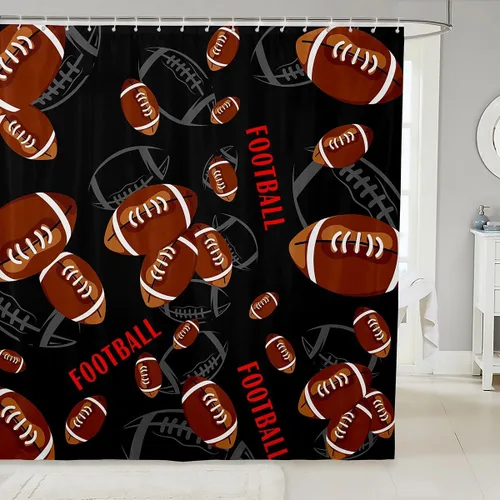 Vista 29 de Decorative White Baseball Shower Curtain Waterproof Polyester Fabric,Red Baseball Bat Bath Curtain Home Bathroom Decor Hanging Curtain with Hooks 72