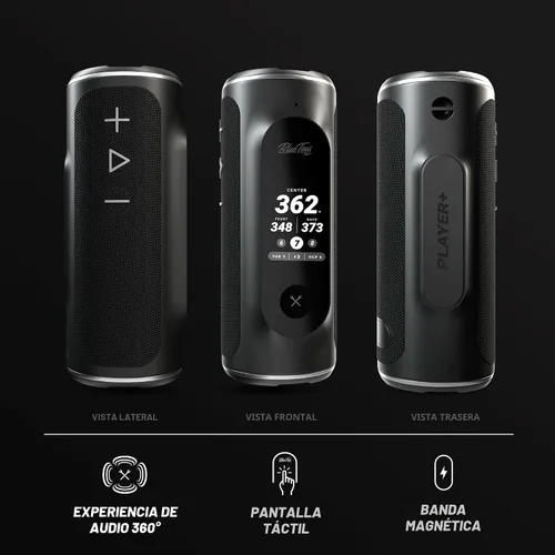 Vista 4 de Blue Tees Golf Player+ Altavoz GPS con tecnología de IA - Pantalla táctil, batería de más de 10 horas, más de 40,000 campos, distancias visuales