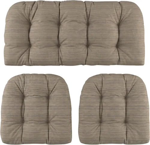 Vista 39 de RSH DECOR: Sunbrella - Juego de 3 cojines de mimbre copetudos 41 x 19 pulgadas y 19 x 19 pulgadas Fabricado con tela de rendimiento Sunbrella