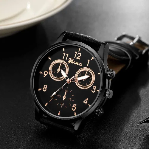 Vista 4 de Yunanwa Paquete de 6 relojes de cuarzo de cuero para hombre, Ginebra para niños, casual, de vestir, de pulsera al por mayor, Reloj de cuarzo