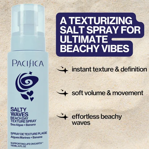 Vista 4 de Pacifica Salty Waves - Spray texturizante de sal marina, aroma a coco de 4 onzas, espray para el cabello Beachy Waves para textura y volumen
