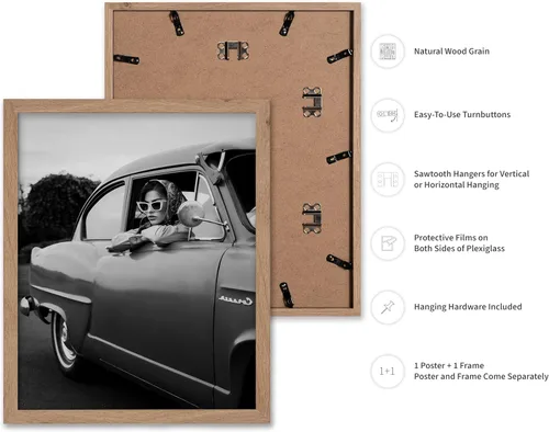 Vista 2 de Póster de arte de moda de Poster Master - Mujer en impresión de auto clásico - Arte en blanco y negro - Arte fotográfico - Arte de autos - Arte