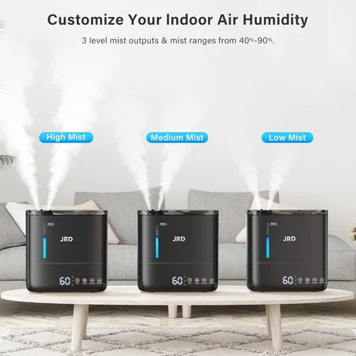 Vista 7 de JRD Humidificadores para dormitorio, humidificador ultrasónico 4L para habitación grande, llenado superior de niebla fría, funcionamiento de 40