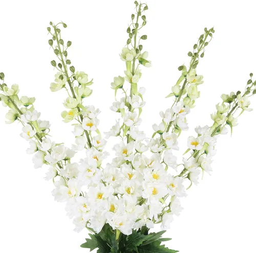 Vista 21 de IPOPU Flores Falsas Delphinium de 33.5 pulgadas, Flores Artificiales de Seda, 6 Piezas Azul Claro Larkspur Flores Artificiales de Tallo Largo