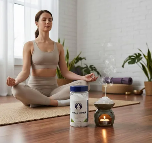 Vista 2 de Bhimseni alcanfor 3.53 oz - Tabletas de alcanfor natural para Puja, Havan e incienso - Alcanfor solo para uso religioso y aromático