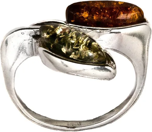 Vista 2 de Anillo de plata de ley multicolor ámbar colorido hojas