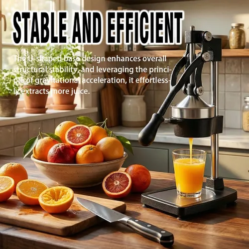Vista 2 de Exprimidor de hierro fundido – Exprimidor manual de cítricos resistente, prensa profesional de naranja, exprimidor de limón de acero inoxidable