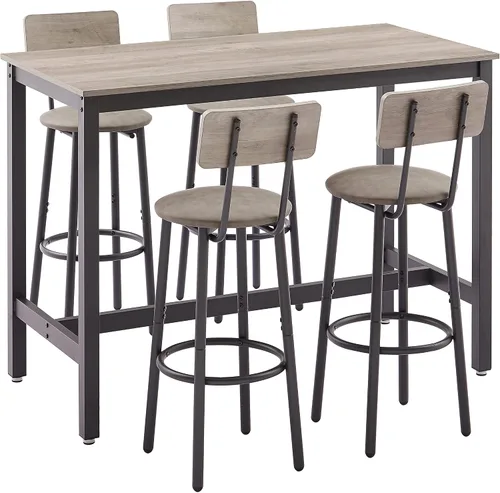 Vista 6 de ODUWA Juego de mesa y sillas de bar para 4,5 piezas de altura de mostrador Bistró Pub con 4 taburetes tapizados de poliuretano para comedor, cocina