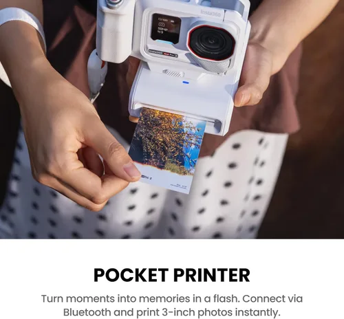 Vista 4 de Insta360 Ace Pro 2 Arctic White - Paquete de impresión flash de edición limitada, cámara de acción impermeable 8K diseñada conjuntamente con Leica