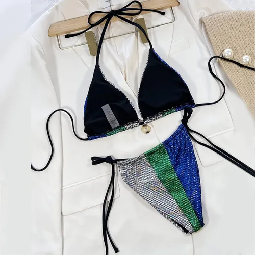 Vista 7 de JUNGE Bikini Sets for Women Two Piece High Waisted Mesh V Neck Bikini Set Summer Outfits Swimsuits Strappy Bathing Suits