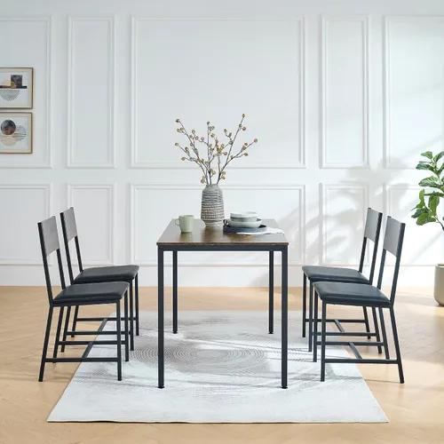 Vista 9 de LUCKHAO Juego de mesa de comedor de 3 piezas industrial para 2, mesa de comedor de altura de encimera de cocina con base de mesa ajustable