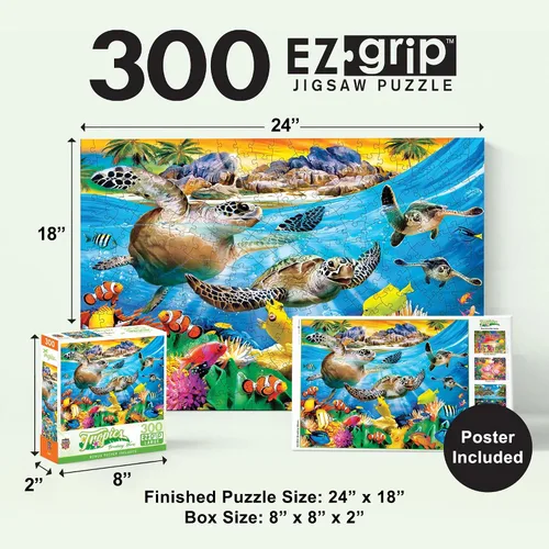 Vista 2 de MasterPieces Rompecabezas EZ Grip de 300 piezas, rompiendo ondas, 18 x 24 pulgadas