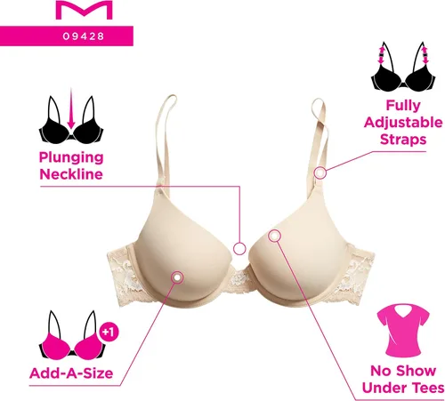 Vista 6 de Maidenform Natural Boost Demi Bra para mujer