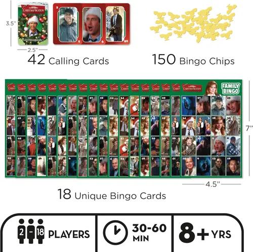 Vista 2 de Juego de bingo familiar de vacaciones navideñas Aquarius - Divertido juego de fiesta familiar para niños, adolescentes y adultos - Entretenido