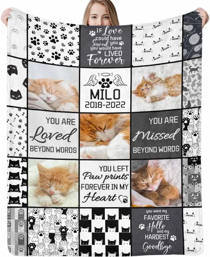 Vista 11 de Manta personalizada con cara de gato y nombre de forro polar suave, divertida manta de fotos de varios tamaños, mantas personalizadas para sofá