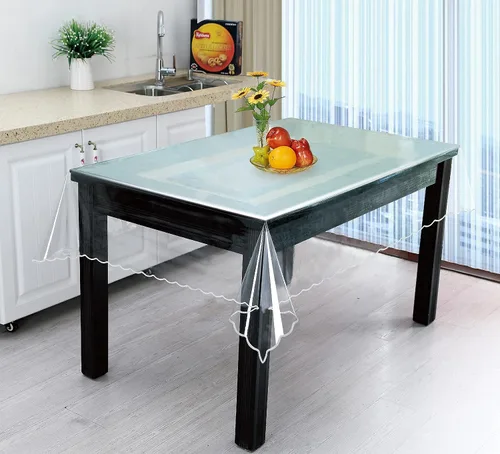 Vista 8 de Protector de mesa transparente grueso y transparente, mantel de plástico impermeable y a prueba de aceite, perfecto para mesa redonda de comedor