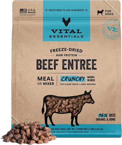 Vista 14 de Vital Essentials Alimento liofilizado para perros, mini puntas de ternera, bolsa de 5.5 onzas Crunchy, Complete Meal or Topper, Made With 96%