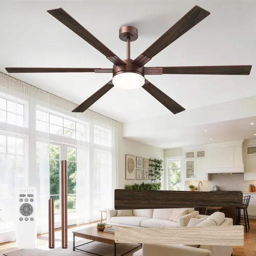 Vista 32 de OPONL Ventilador de techo de 52 pulgadas con luz y control remoto Negro