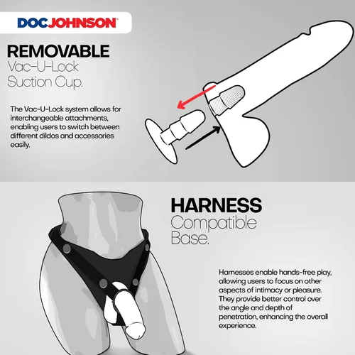 Vista 5 de Doc Johnson Vac-U-Lock FIRMSKYN - Consolador delgado de 7 pulgadas - Consolador compatible con máquina F y arnés - Solo para adultos, vainilla