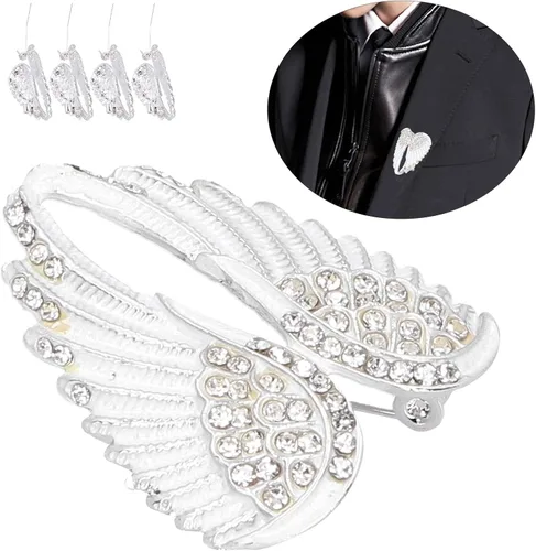 Vista 5 de 4Pcs Brooch Pin Diamond Angel Wing Pattern Cute Fashion Lapel Pin Coat Badges Accessory