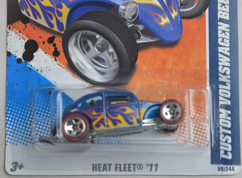 Vista 2 de Hot Wheels Escala 1:64 2011 Flota de Calor 9/10, Verde azulado Custom Volkswagen Beetle 99/244 Redline