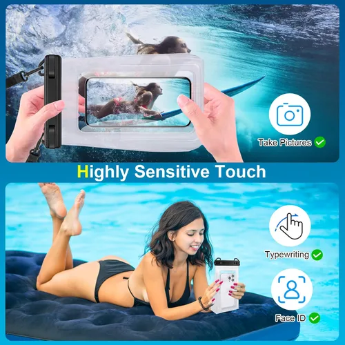 Vista 3 de Funda impermeable grande para teléfono, funda impermeable universal para iPhone 14 Plus 13 Pro Max 12 11 Samsung S23 S22 hasta 7.2 pulgadas, IPX8 a