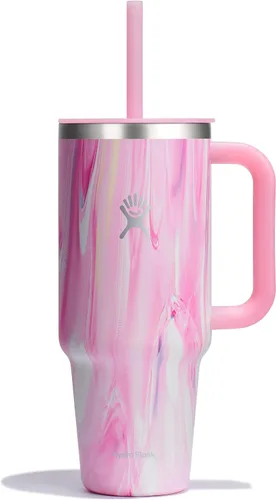 Vista 27 de Hydro Flask Vaso de Viaje con Asa, Tapa y Pajita - Acero Inoxidable Aislado en 24 Oz Aloe