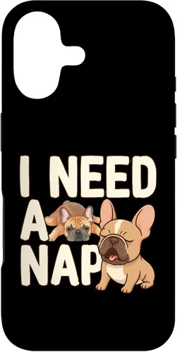Vista 32 de I Need a Nap Funny French Bulldog Mom Life Tired Parent Case for iPhone 16