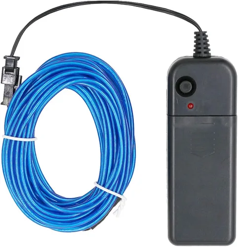 Vista 9 de Searik - Tira de luces LED de neón de 16.4 pies/5m, cable EL portátil que brilla, luces de cuerda LED con control de batería para decoraciones