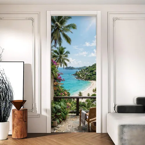 Vista 20 de Enchanted Secret - Mural para puerta de jardín, despegar y pegar, cubiertas decorativas de puerta de arco floral talladas vintage, adhesivo
