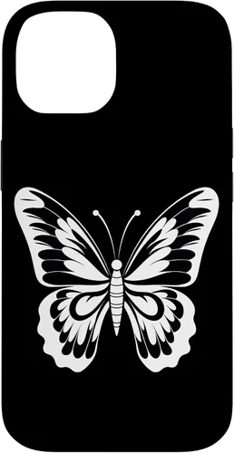 Vista 4 de Funda gráfica de mariposa blanca y negra para iPhone 16