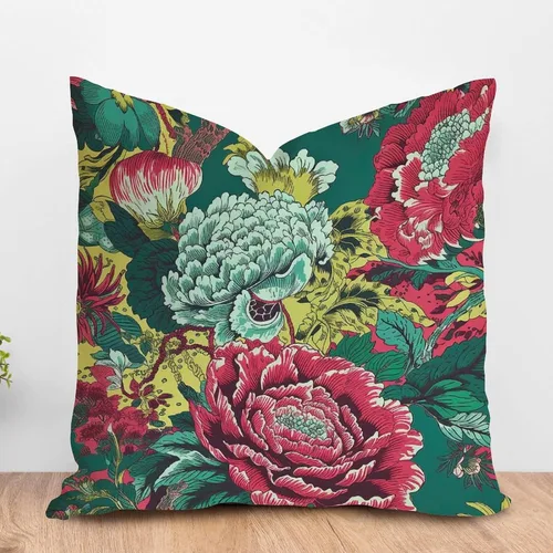 Vista 67 de ArogGeld Funda de almohada blanca con flores chinoiserie, funda de almohada para sofá, diseño floral verde y blanco, funda de almohada de lino A-12