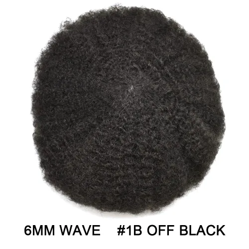 Vista 2 de Afro Toupee para hombres negros, sistema de reemplazo de cabello humano brasileño para hombres afroamericanos africanos afroamericanos, piezas