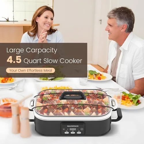 Vista 7 de Olla de cocción lenta programable de 4 cuartos de galón con plato de hornear de cerámica - Pequeño electrodoméstico de cocina perfecto para cenas