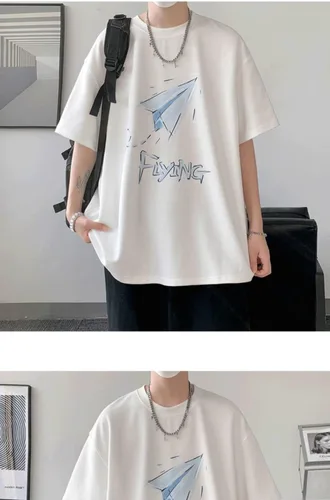 Vista 6 de CYee Camiseta de manga corta de gran tamaño con estampado grunge para hombre, sudadera Harajuku, sudadera japonesa Streetwear Preppy Techwear