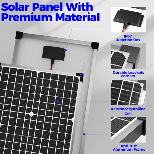 Vista 5 de Voltset Kit de panel solar de 30 W, cargador de batería solar de 12 V + controlador de carga MPPT de 10 A + soporte de montaje ajustable, cargador