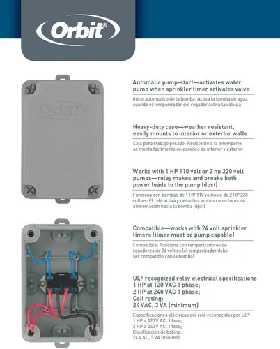 Vista 8 de Orbit 57009 Relé de arranque de bomba de riego de 2 HP para controladores de rociadores