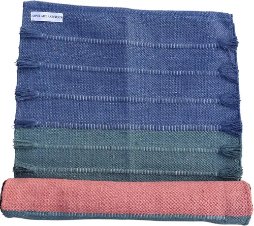 Vista 9 de Jaipur art & Rugs Estera de yoga de algodón - Alfombra tejida a mano ecológica - Antideslizante y gruesa (61x183x5mm) para fitness diario en casa