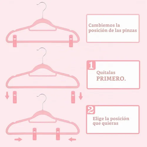 Vista 5 de Clips de terciopelo para perchas finas (20 unidades, color rubor)