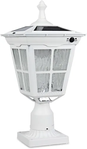 Vista 9 de Lámpara solar para poste de luz, aluminio fundido, impermeable, luces LED de pilar con vidrio para exteriores, del atardecer al amanecer, luz solar