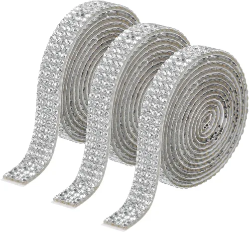 Vista 23 de MECCANIXITY 3 rollos de cinta de diamantes de imitación autoadhesiva de 3 yardas y 0.315 in para proyectos de artes y manualidades, pasteles de Beige