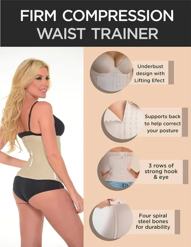 Vista 2 de ARANZA Latex Vest Waist Trainer Cincher for women Steel Boned Nude Chaleco Latex Fajas Colombianas Reductoras Piel