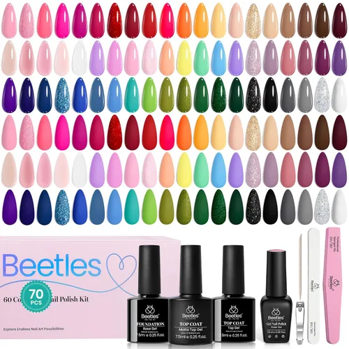 Vista 30 de Juego de esmalte de uñas de gel Beetles Cat Eye - 24 piezas, 20 colores de esmalte de uñas de gel con brillantina, cambia de color oscuro, kit